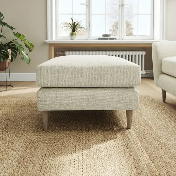 Chunky Chenille Footstool - White Sand