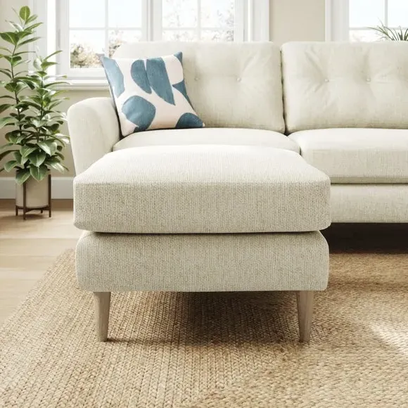 Chunky Chenille Footstool - White Sand