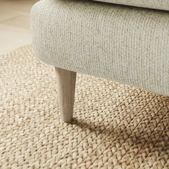 Chunky Chenille Footstool - White Sand