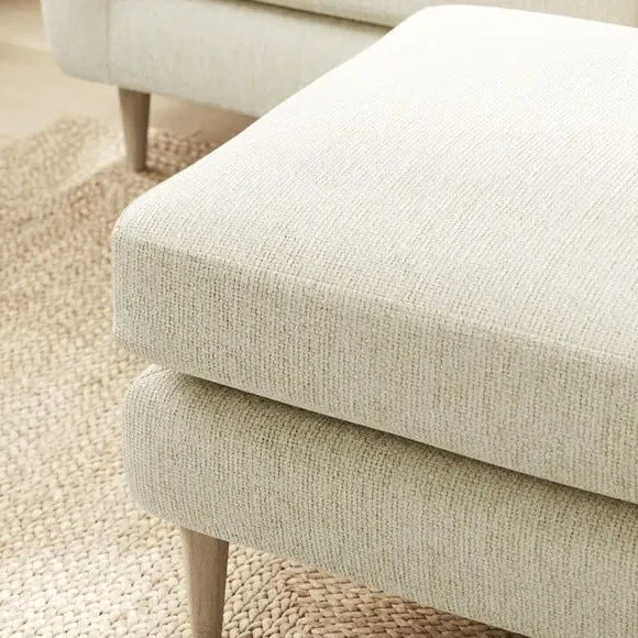 Chunky Chenille Footstool - White Sand