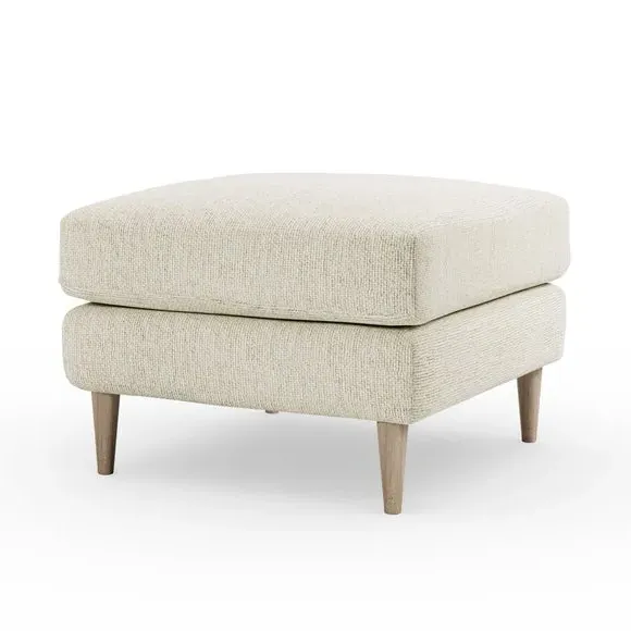 Chunky Chenille Footstool - White Sand