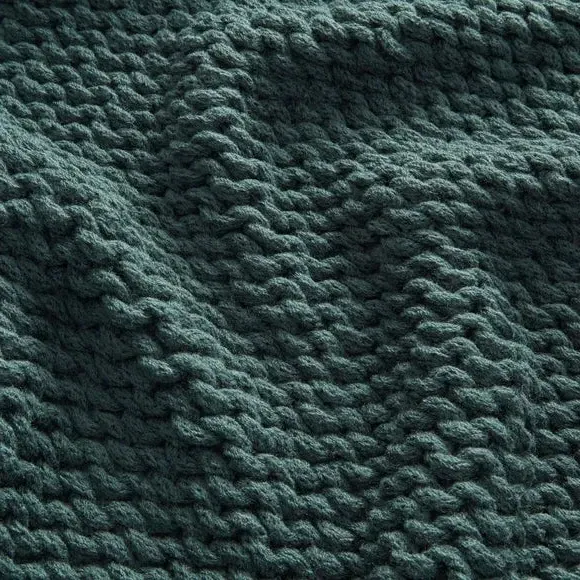 Chunky Knit Throw Blanket - Bottle Green, Recycled