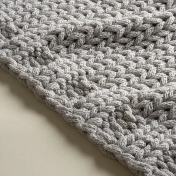 Chunky Knit Throw Blanket - Grey, Recycled