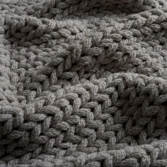 Chunky Knit Throw Blanket - Grey, Recycled