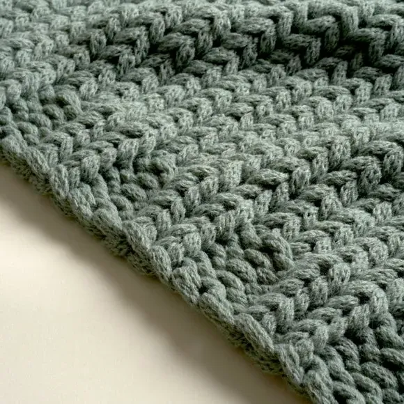 Chunky Knit Throw Blanket - Lilypad, Recycled