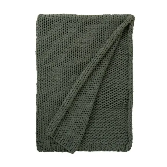 Chunky Knit Throw Blanket - Lilypad, Recycled