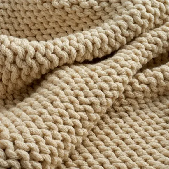 Chunky Knit Throw Blanket - Natural