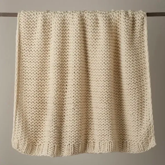 Chunky Knit Throw Blanket - Natural