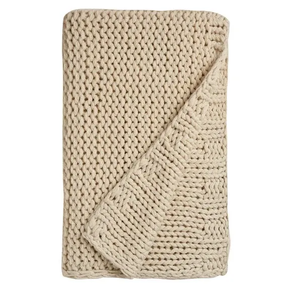 Chunky Knit Throw Blanket - Natural