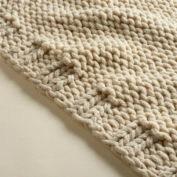 Chunky Knit Throw Blanket - Natural