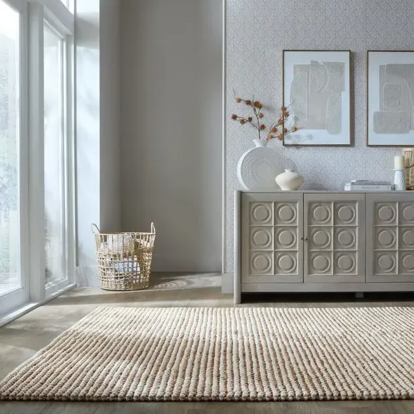 Chunky Textured Rug - Natural, Jute Wool Blend image