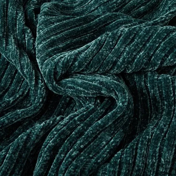 Chunky Throw Blanket - Bottle Green, Chenille