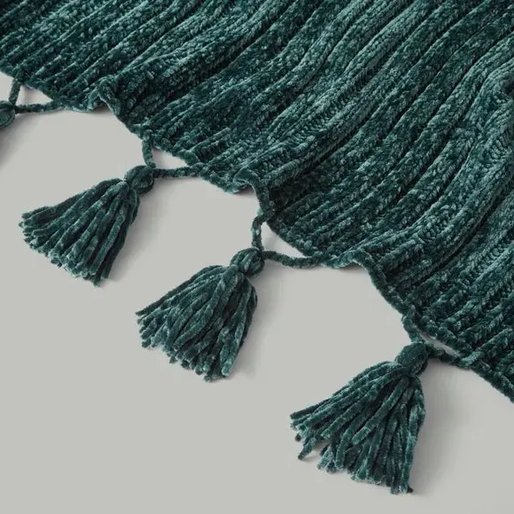Chunky Throw Blanket - Bottle Green, Chenille