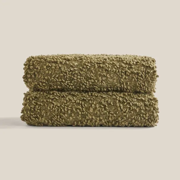 Chunky Throw Blanket - Green, Boucle