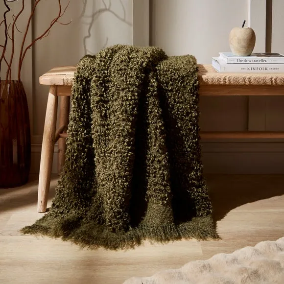 Chunky Throw Blanket - Green, Boucle image