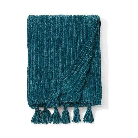 Chunky Throw Blanket - Peacock, Chenille