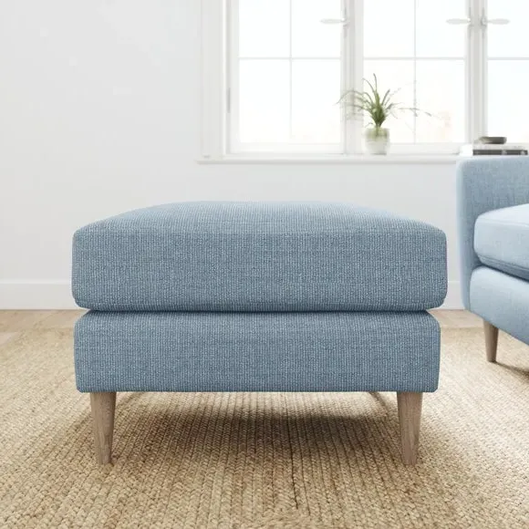 Chunky Weave Footstool - Blue, Polyester