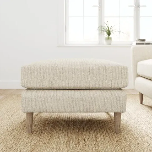 Chunky Weave Footstool - Ivory, Polyester