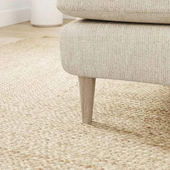 Chunky Weave Footstool - Ivory, Polyester
