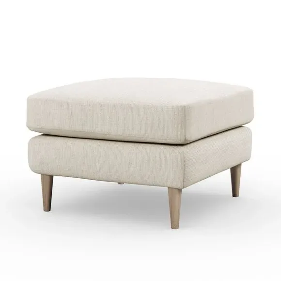 Chunky Weave Footstool - Ivory, Polyester