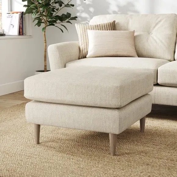 Chunky Weave Footstool - Ivory, Polyester