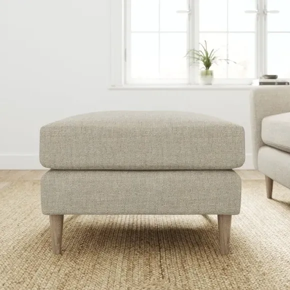 Chunky Weave Footstool - Natural, Polyester