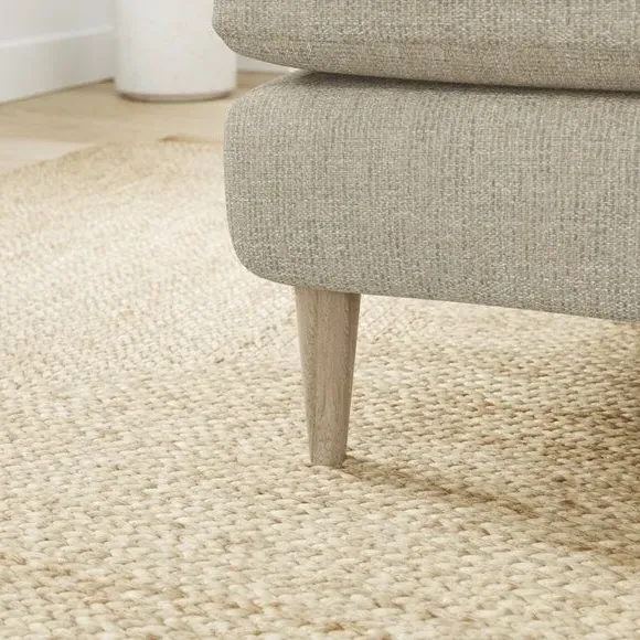 Chunky Weave Footstool - Natural, Polyester