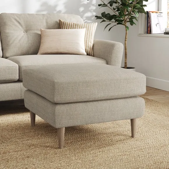 Chunky Weave Footstool - Natural, Polyester