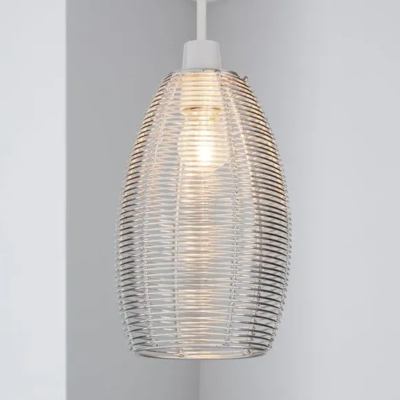 Cigar Wire Pendant Shade - Silver, Metal image