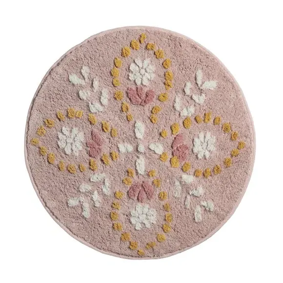 Circle Bath Mat with Non-Slip - Pink, Cotton