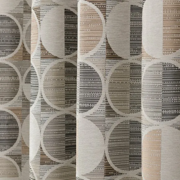 Circle Jacquard Eyelet Curtains - Natural, Polyester