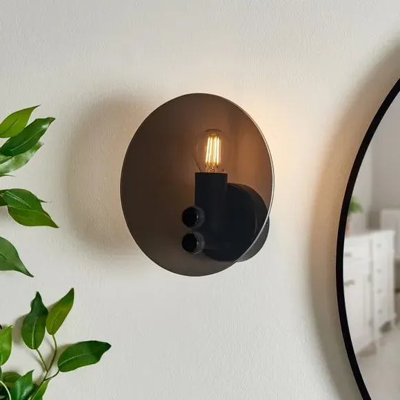 Circlet Wall Light with Glass Shade - Smoke