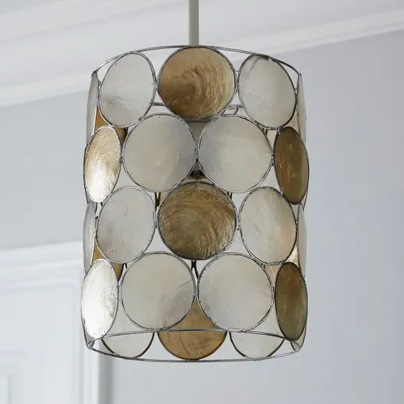 Circular Pendant Shade Easy Fit - Cream, Capiz