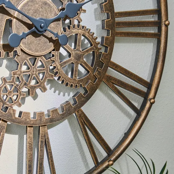 Circular Wall Clock with Roman Numerals - Rust