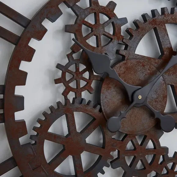 Circular Wall Clock with Roman Numerals - Rust