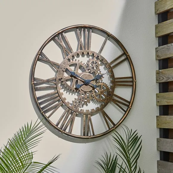 Circular Wall Clock with Roman Numerals - Rust