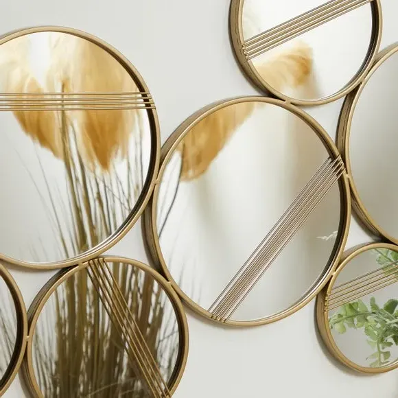 Circular Wall Mirror - Gold, Glass Frame