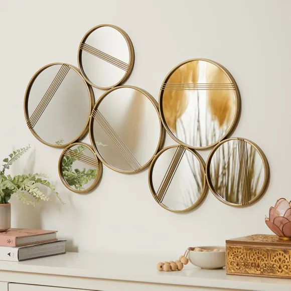 Circular Wall Mirror - Gold, Glass Frame image