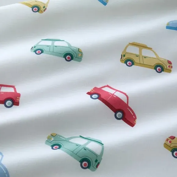 Classic Cars Duvet Cover Set - White, Cotton