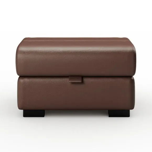 Classic Footstool with Curved Arms - Mocha, Leather