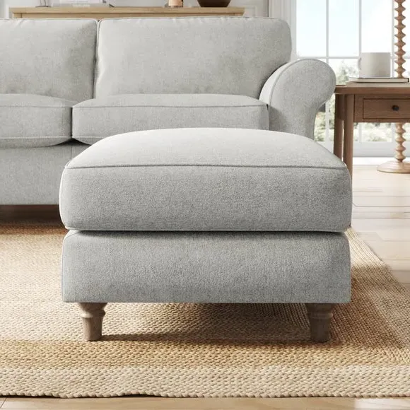 Classic Footstool with Piped Edge - Grey