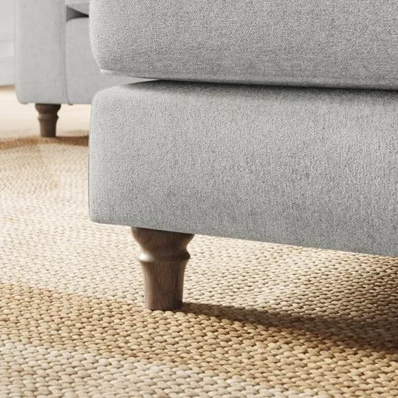 Classic Footstool with Piped Edge - Grey