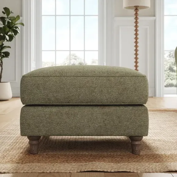 Classic Footstool with Piped Edge - Olive