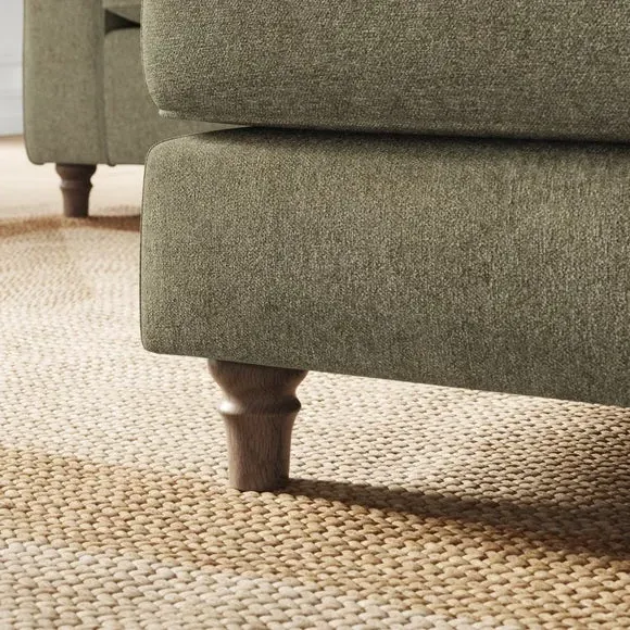 Classic Footstool with Piped Edge - Olive