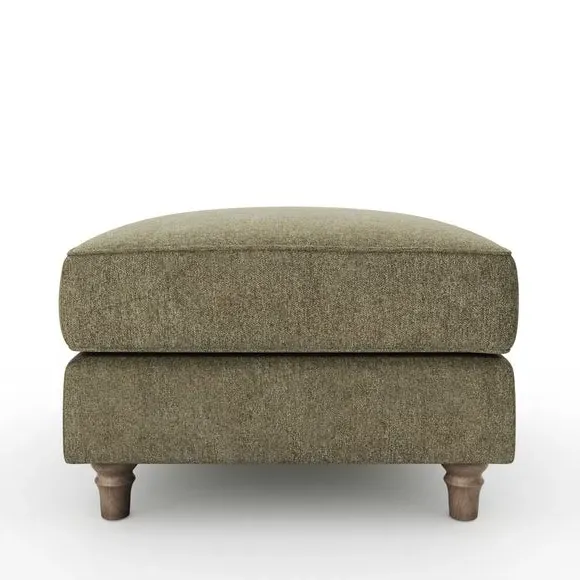 Classic Footstool with Piped Edge - Olive