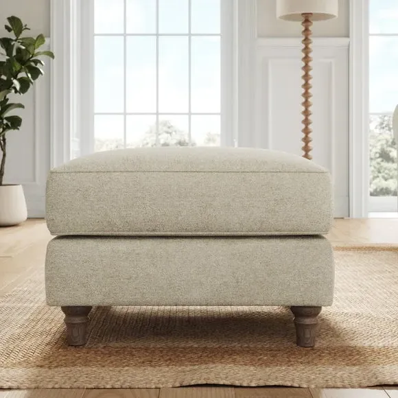 Classic Footstool with Piped Edge - Sandstone