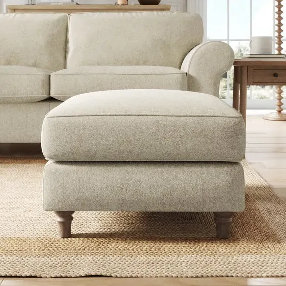 Classic Footstool with Piped Edge - Sandstone
