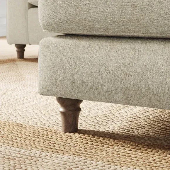 Classic Footstool with Piped Edge - Sandstone