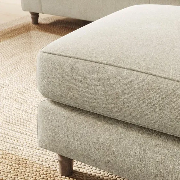 Classic Footstool with Piped Edge - Sandstone
