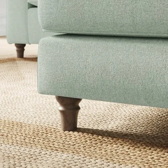 Classic Footstool with Piped Edge - Seafoam